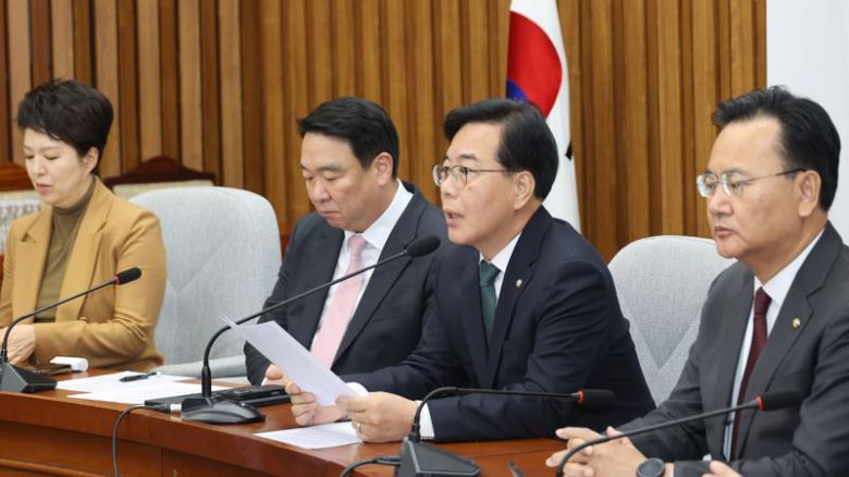 국민의힘 송언석 원내대표기 6일 국회에서 열린 원내대책회의에서 발언하고 있다. 사진=서동일 기자