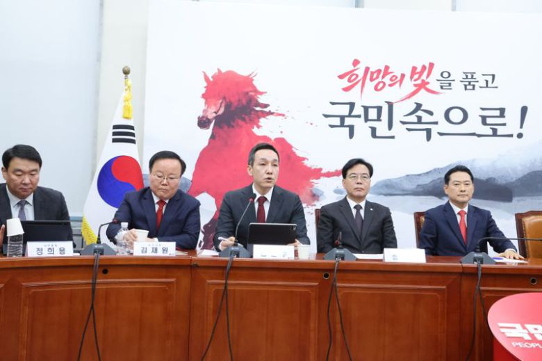 국민의힘 김민수 최고위원이 5일 국회에서 열린 최고위원회의에서 모두발언을 하고 있다. 사진=박범준 기자