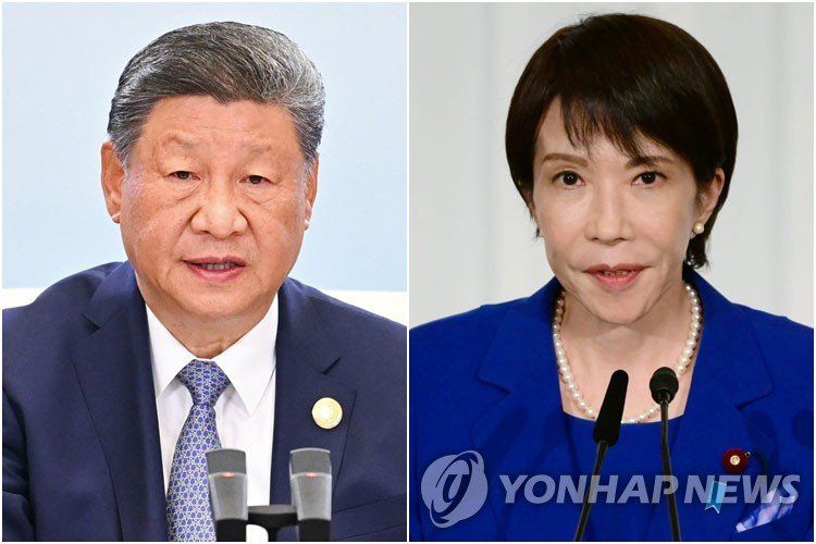 시진핑 중국 국가주석(왼쪽)과 다카이치 사나에 일본 총리. 연합뉴스