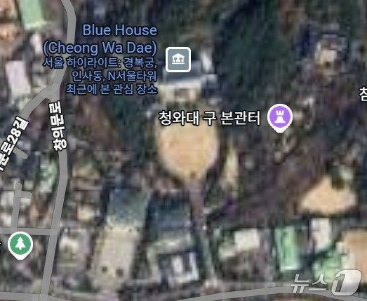 구글 지도에 노출된 청와대 내부 모습. 구글 지도 캡처./사진=뉴스1