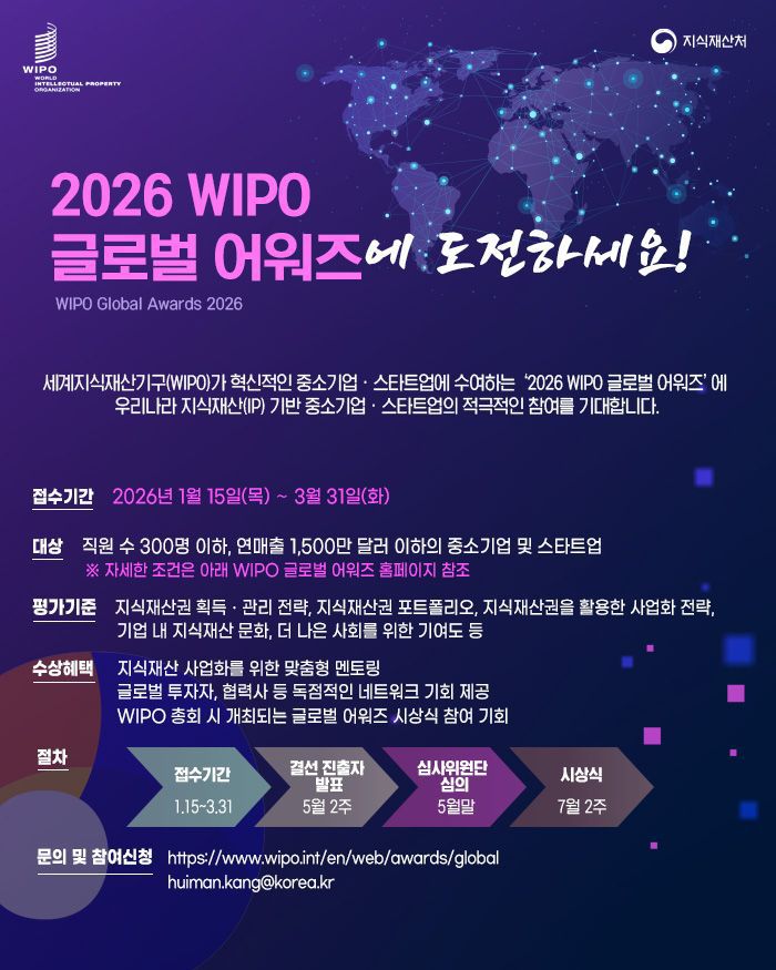 2026 WIPO 글로벌 어워즈 안내 포스터