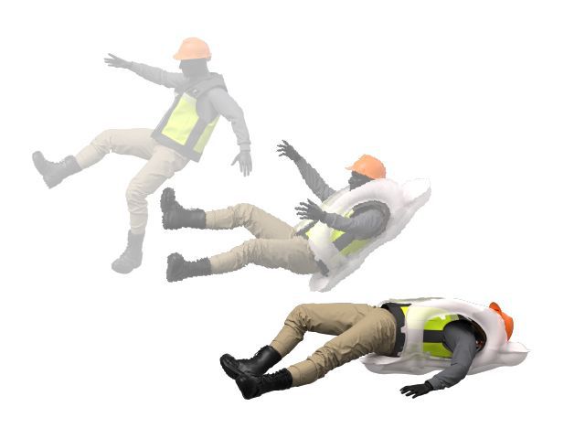 추락사고 발생 시 제품 작동 이미지. 세이프웨어 제공