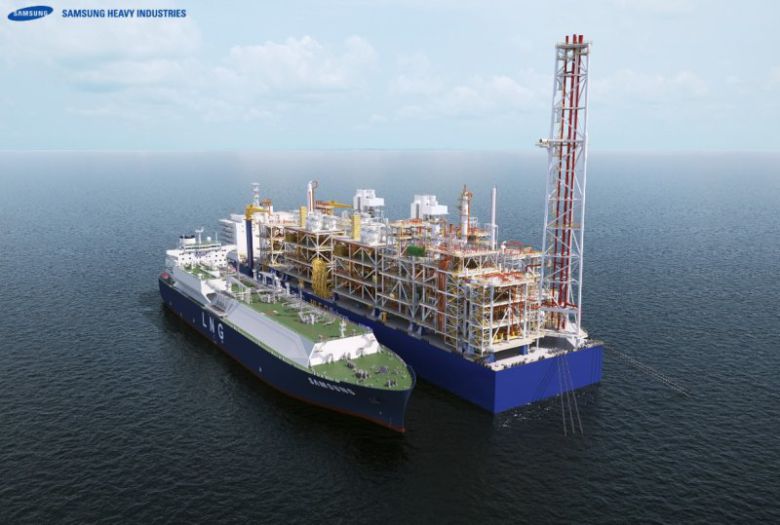 삼성중공업이 개발한 심해용 부유식 액화천연가스 생산설비(FLNG) 표준모델. /사진=뉴시스