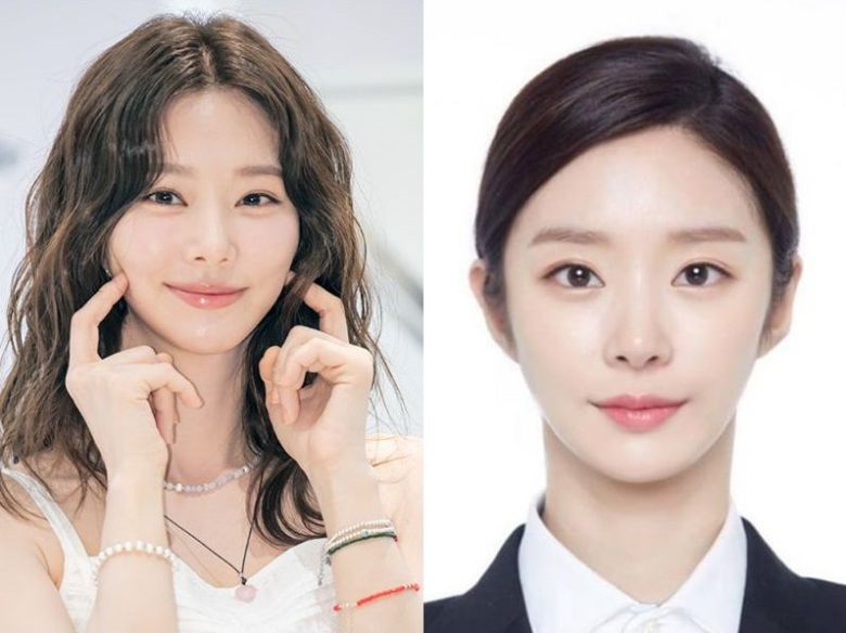 배우 이주빈이 2017년 찍은 증명사진(오른쪽). 사진=뉴시스, 이주빈 SNS