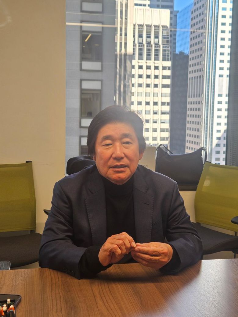 지난 14일(현지시간) 이상훈 에이비엘바이오 대표가 미국 샌프란시스코에서 열린 기자단 인터뷰에서 답변하고 있다. 사진=정상희 기자