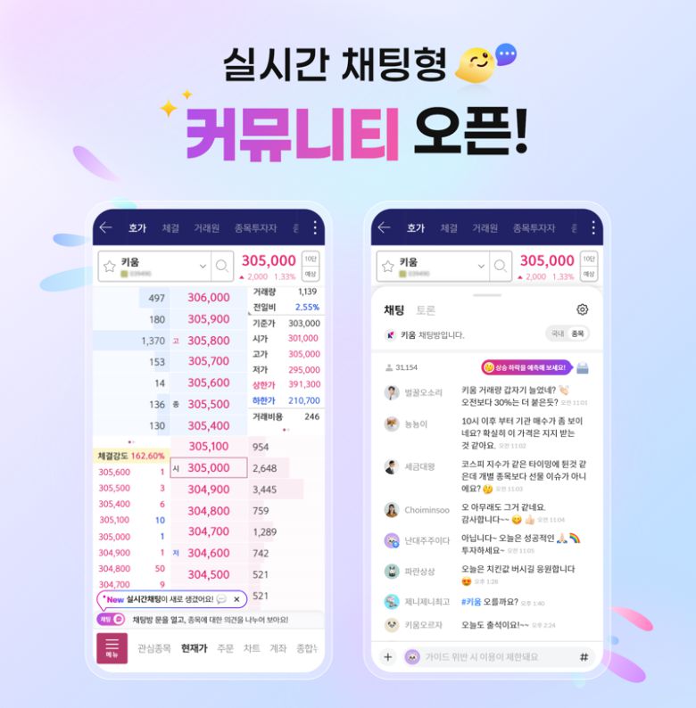 키움증권의 새로운 ‘실시간 채팅형 커뮤니티 서비스’ 이미지. 키움증권 제공