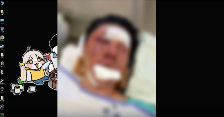 지난해 10월 유튜버 수탉 입원 당시 모습. /사진=숲 라이브 방송 캡처