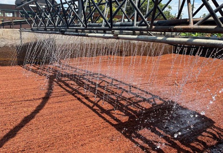 코코피트 배지의 염분 제거 및 품질 안정화 공정. STX 제공