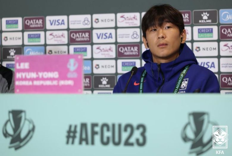 U-23(23세 이하) 대표팀 이현용이 19일(현지시간) 사우디아라비아 제다 킹 압둘라 스포츠 시티홀 스타디움에서 2026 아시아축구연맹(AFC) U-23 아시안컵 준결승전을 하루 앞두고 기자회견을 하고 있다.대한축구협회 제공