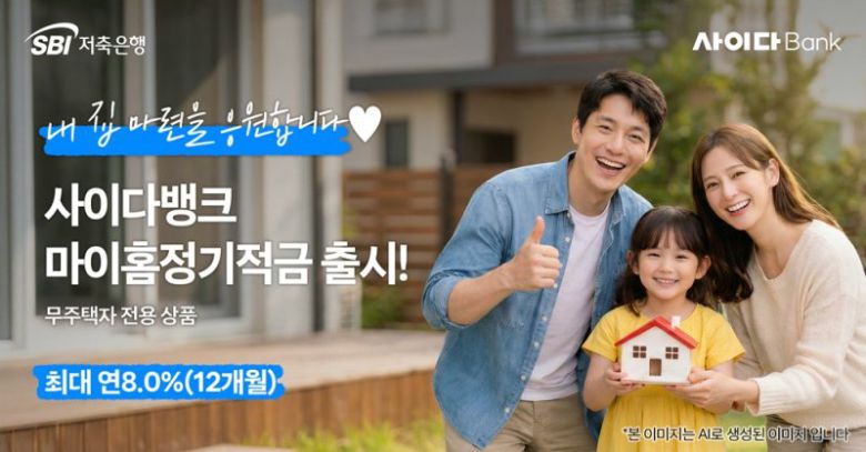 SBI저축은행은 청년을 포함한 무주택 고객 주거 안정을 응원하기 위해 '마이홈 정기적금' 상품을 신규 출시했다고 22일 밝혔다. SBI저축은행 제공