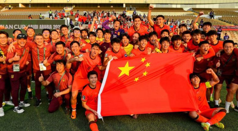 결승 출을 기뻐하는 중국 U-23 축구대표팀 선수들.AFC 제공