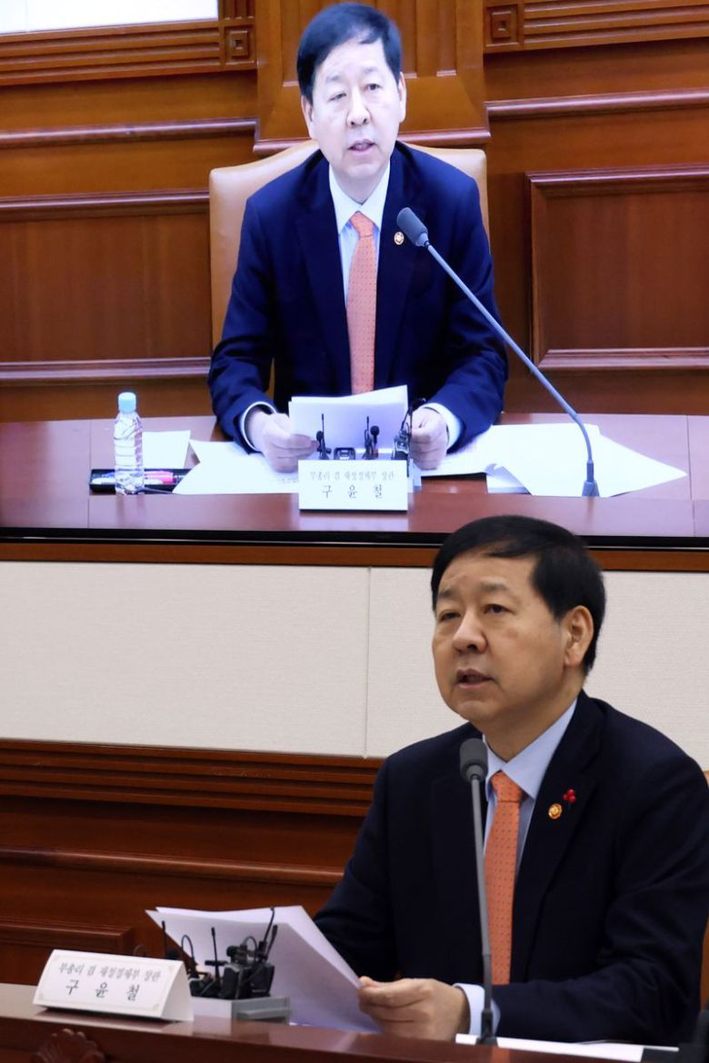 구윤철 부총리 겸 재정경제부 장관이 26일 서울 종로구 정부서울청사에서 열린 대외경제장관회의에서 발언하고 있다. 사진=서동일 기자