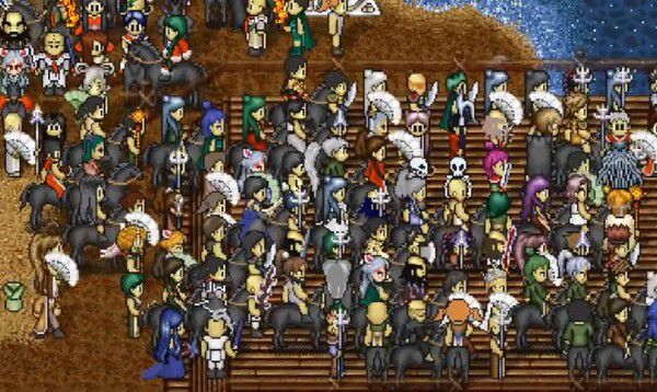 - 선착장에 모인 많은 유저들