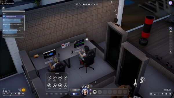 - 직업 활동 중 좌측 상단에 해야 할 과제가 표시된다