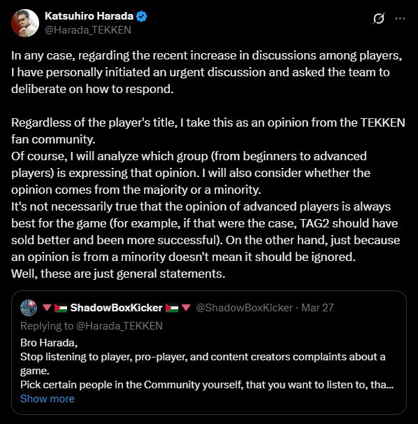 - 하라다 카츠히로 반다이남코 철권 프로듀서 SNS 中