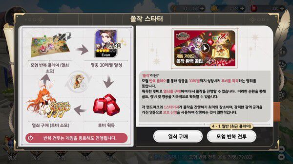 - 영웅의 레벨을 높이기 위해 모험을 반복하는 게 전부다