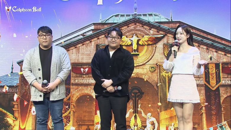 양완수 펄어비스 검은사막 게임디자인 실장, 장제석 펄어비스 검은사막 라이브 서비스 총괄, 김세연 아나운서. (사진= 검은사막 유튜브)