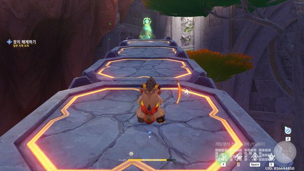 캐릭터로 변경하여 레버를 조작하면 산룡을 위로 보낼 수가 있다. 원신 5.0 나타 산룡 플레이 /게임와이 촬영