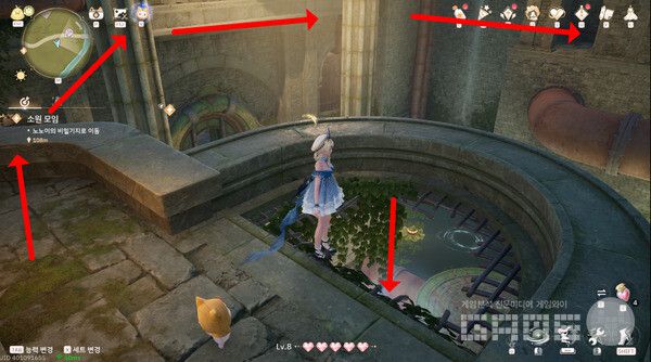 ▲행운의 우물 워프존 위로 올라가면 이런 곳이 있다. 인피니티 니키 /게임와이 촬영