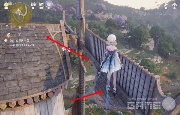 ▲풍차에서는 이 공간에 올라타서 위로 올라갈 수 있다. 인피니티 니키 /게임와이 촬영