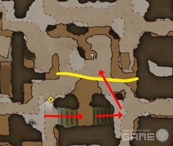 계단을 내려가서 바로 좌회전이 아니다. 한 층 더 내려가야 한다. 다크 앤 다커 모바일 /게임와이 촬영