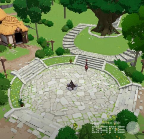 마을 중앙의 캠프파이어 광장은 익숙하다. 마비노기 모바일 /게임와이 촬영