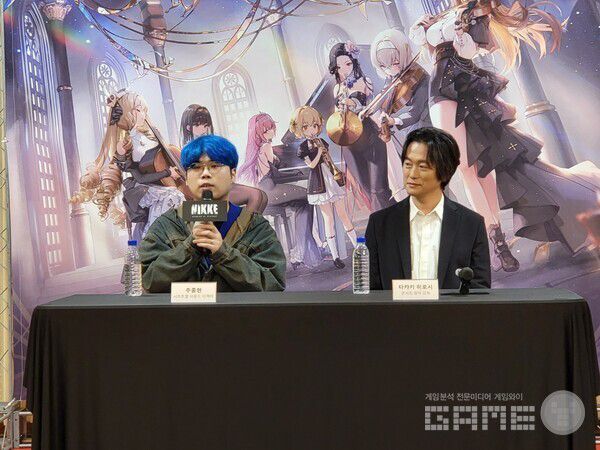 좌측부터 시프트업의 주종현 디렉터, 타카키 히로시 디렉터다 / 게임와이 촬영