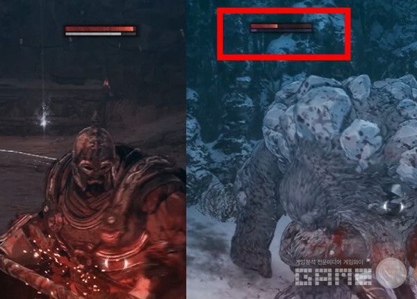 인내 기반 몬스터는 색상이 보라색이다. 일반 몬스터는 회색이다.