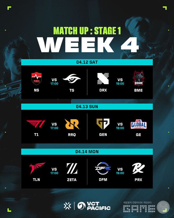 VCT 퍼시픽 스테이지 1 4주 차 대진 및 일정 / 라이엇게임즈