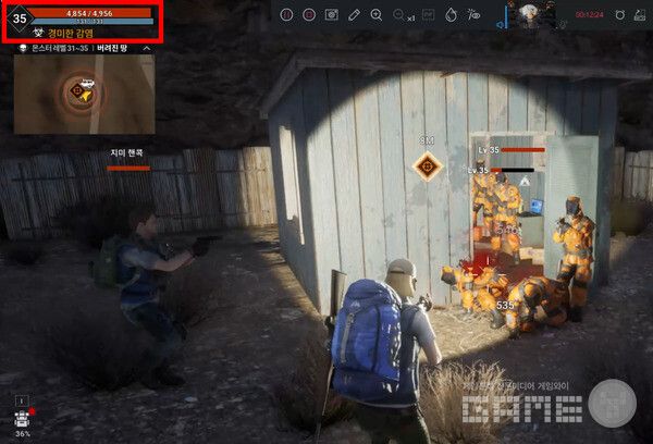 35레벨에 가면 정예 5명 이상과 맞 붙어도 체력이 별로 많이 줄어들지 않는 것을 알 수 있다.