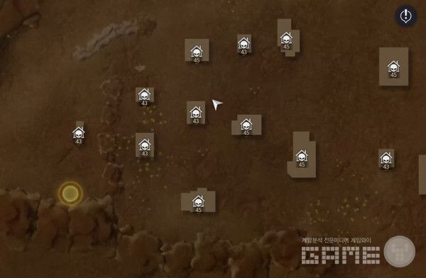 43레벨과 45레벨 주택이 몰려 있다. 다키스트 데이즈 /게임와이 촬영