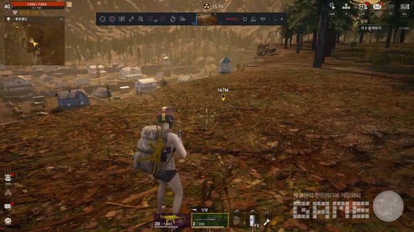 거대한 언덕 아래 마을이 분포되어 있다. 다키스트 데이즈 /게임와이 촬영