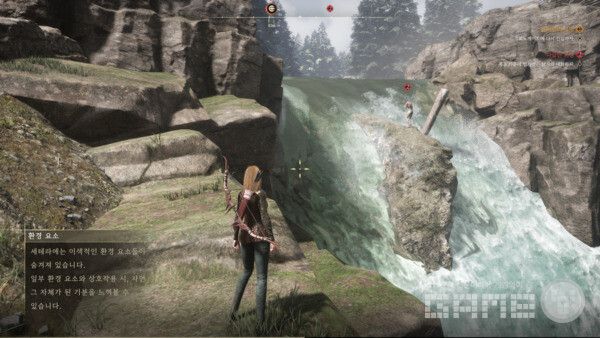 폭포 사이에서 떨고 있는 남자. 크로노 오디세이 /게임와이 촬영