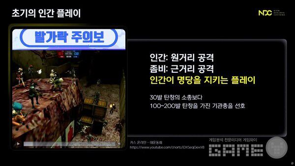 초기에는 좀비의 근거리 공격을 총으로 막아내는 것 밖에 없었기에 명당에서 버티는 위주로 게임이 진행됐다 / 출처 NDC 공식