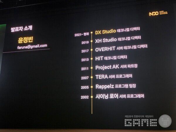그는 샤이닝로어, 라펠즈, 테라, 프로젝트 AK, 히트, 오버히트 등의 게임 제작에 참여했다. NDC /게임와이 촬영
