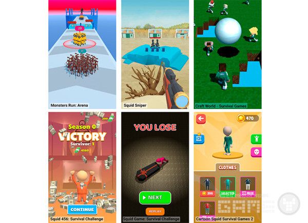 오징어 게임에서 영감을 받은 콘텐츠 예시