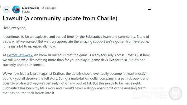 찰리 클리블랜드의 소송 관련 입장문 / 레딧