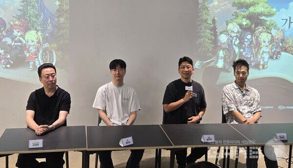 (왼쪽부터) 이정환 시스템 디렉터, 최진성 PD,  배정현 대표, 정태룡 콘텐츠 디렉터 / 게임와이 촬영