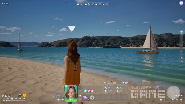 눈 넢인 배경과 해수욕장 배경의 인조이. /게임와이 촬영