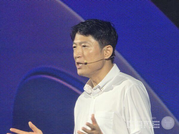 김석환 위메이드 부사장은 스테이블코인 개발 배경에 대해 설명했다. /게임와이 촬영