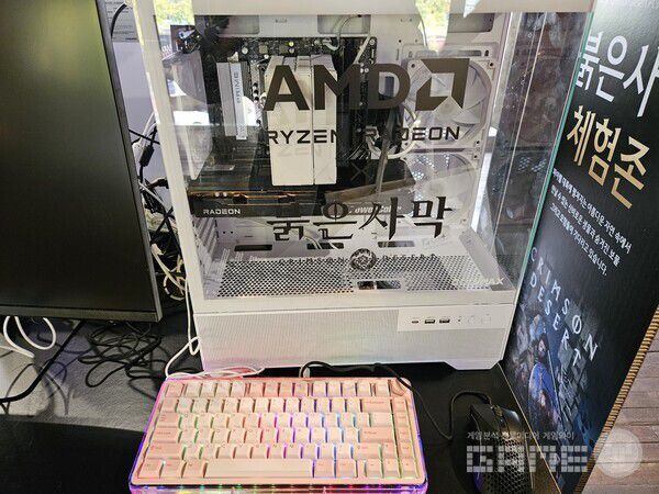 시연에 사용되는 PC들은 모두 AMD 기반으로 구성됐다 / 게임와이 촬영