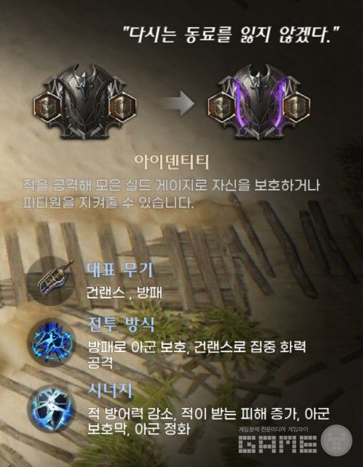 워로드는 건랜스와 방패를 동시에 사용하는 방어형 클래스다.