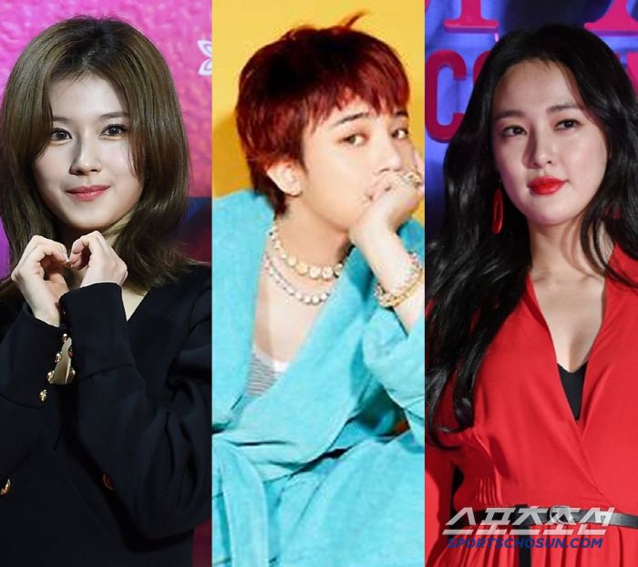 트와이스 사나, 지드래곤, 이주연(왼쪽부터). 스포츠조선DB, 사진 제공=갤럭시코퍼레이션