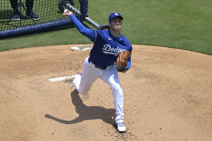 오타니 쇼헤이가 지난 1일(한국시각) 다저스타디움에서 라이브 피칭을 하고 있다. Imagn Images연합뉴스
