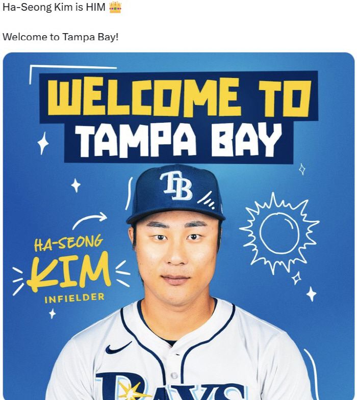 김하성은 지난 2월 탬파베이와 2년 계약을 했다. 사진=탬파베이 레이스 구단 공식 X 계정