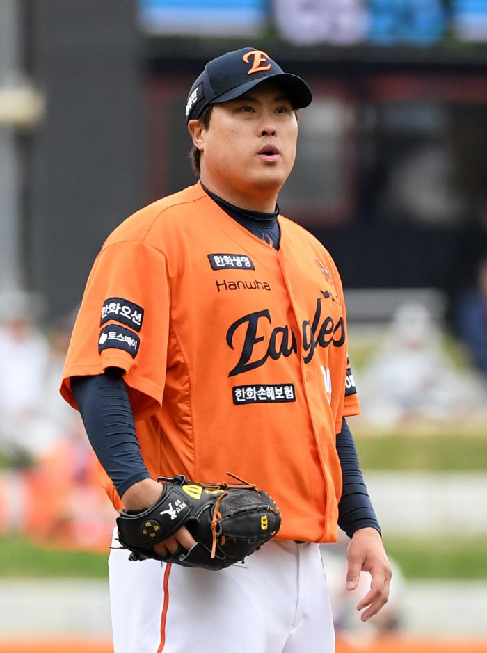 24일 대전 한화생명볼파크에서 열린 한화 이글스와 롯데 자이언츠의 경기. 한화 류현진이 숨을 고르고 있다. 대전=박재만 기자 pjm@sportschosun.com/2025.05.24/