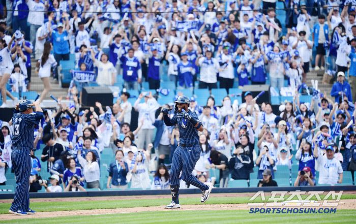 25일 대구 삼성라이온즈파크에서 열린 KBO리그 삼성과 KIA의 경기. 9회말 끝내기 홈런을 날리고 기뻐하는 삼성 디아즈. 대구=송정헌 기자songs@sportschosun.com/2025.05.25/