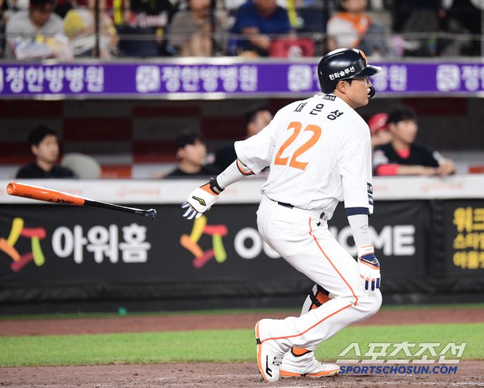 9일 대전 한화생명 볼파크에서 열린 한화와 KIA의 경기. 5회말 2사 2, 3루. 2타점 적시타 날린 한화 채은성. 대전=송정헌 기자songs@sportschosun.com/2025.07.09/