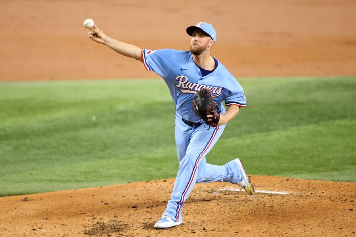 텍사스 레인저스 메릴 켈리가 역투하고 있다. AFP연합뉴스