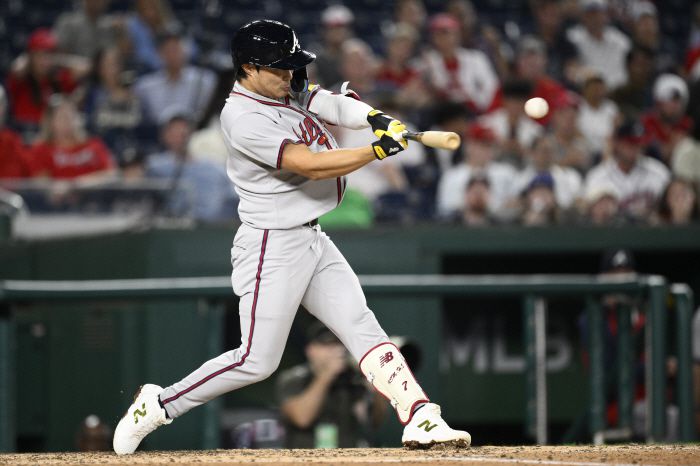 김하성이 6회초 좌측으로 2루타를 터뜨리고 있다. AP연합뉴스